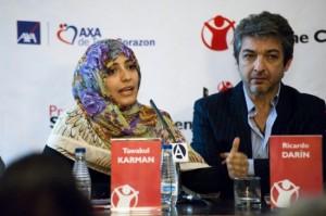 Tawakul Karman y Ricardo Darín - Foto de Alba Lajarin